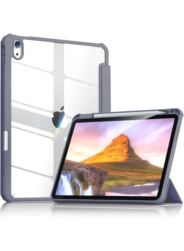 AMROAH حافظة لجهاز iPad (A16) الجيل الحادي عشر 11 بوصة 2025، iPad الجيل العاشر 10.9 بوصة 2022 مع حامل قلم، غلاف خلفي شفاف واضح مع غطاء مضاد للصدمات، وضع السكون التلقائي - Image 1